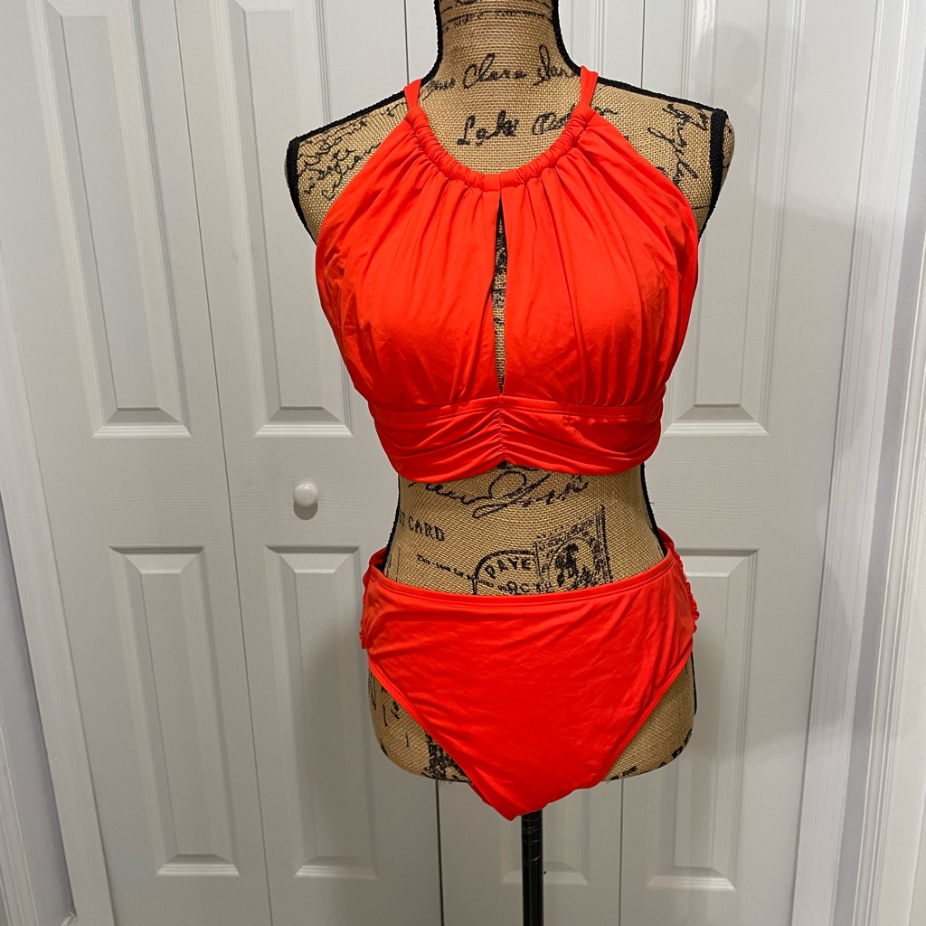 Nwot La Blanca Bold Orange Swimwear Sz 14